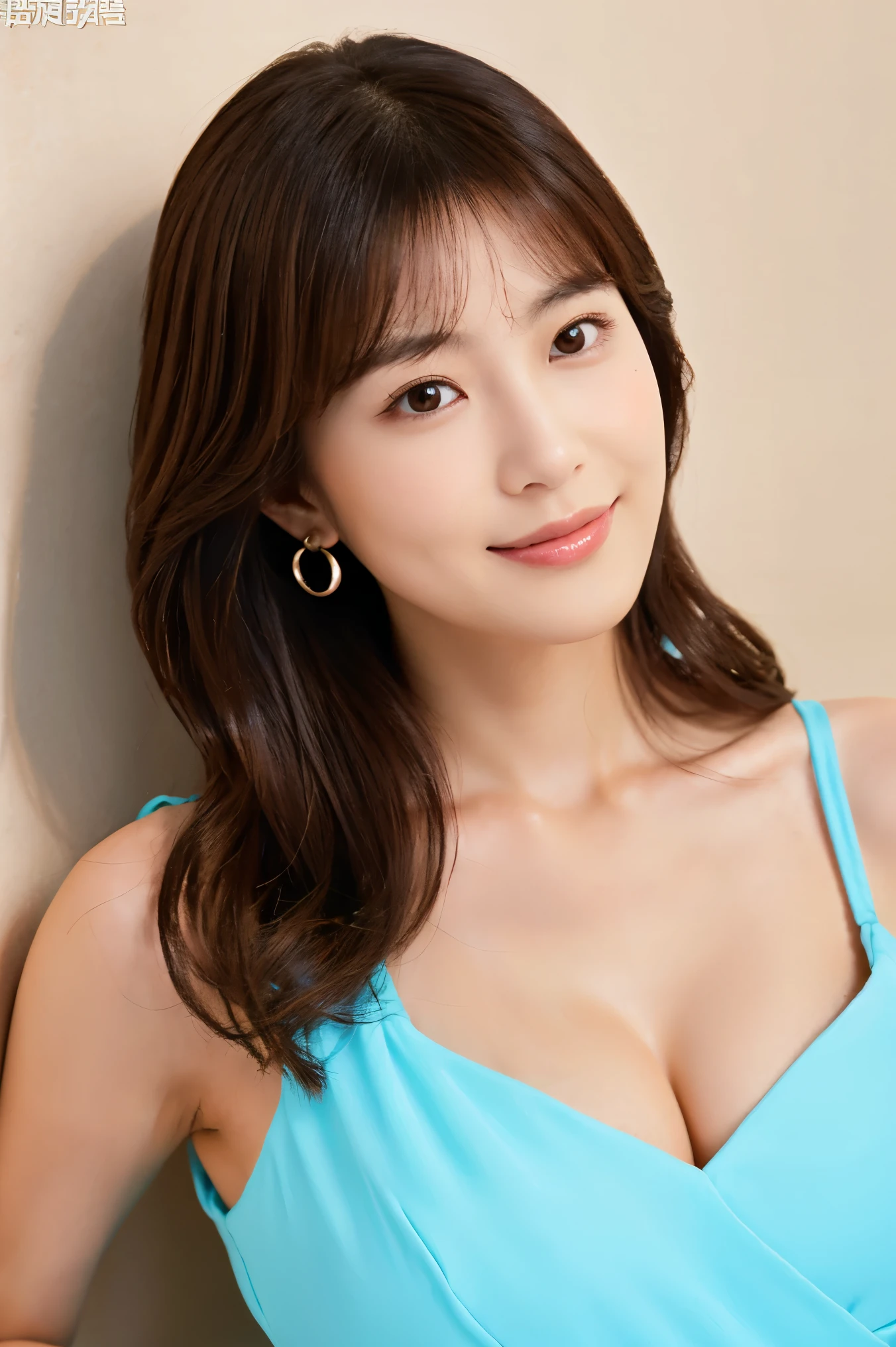 (masterpiece, highest quality), beautiful woman in her 40s, Detailed white off shoulder, jean shorts, necklace, short hair, perfect face, beautiful face, attractive, big and gorgeous eyes, laughter, Happy, perfect slim fit body, (outdoor), bright colors, complete bayesian