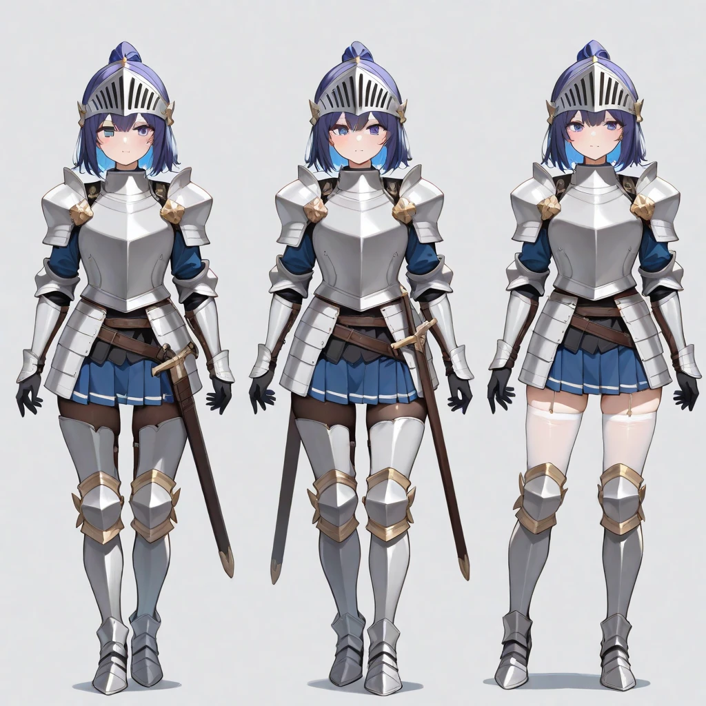 1girl, shark girl, cute, shy, wearing full body plate armor, gladiator skirt, gladiator sandals, humanoid feet, holding a spear, nosebleed,bloody nose
