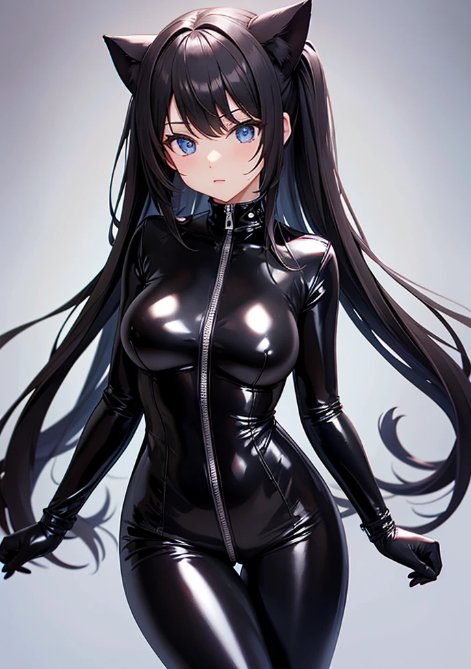 Anime girl in black latex posing for photo, Seductive Anime Girl, anime moe art style, an oppai cyberpunk, sona is a slender, noire, Smooth Anime CG Art, anime girl wearing a black dress, Ecchi anime style, very detailed Artgerm, Style ArtGerm, charming anime girls, jet black haired cyberpunk girl, skintight black clothes