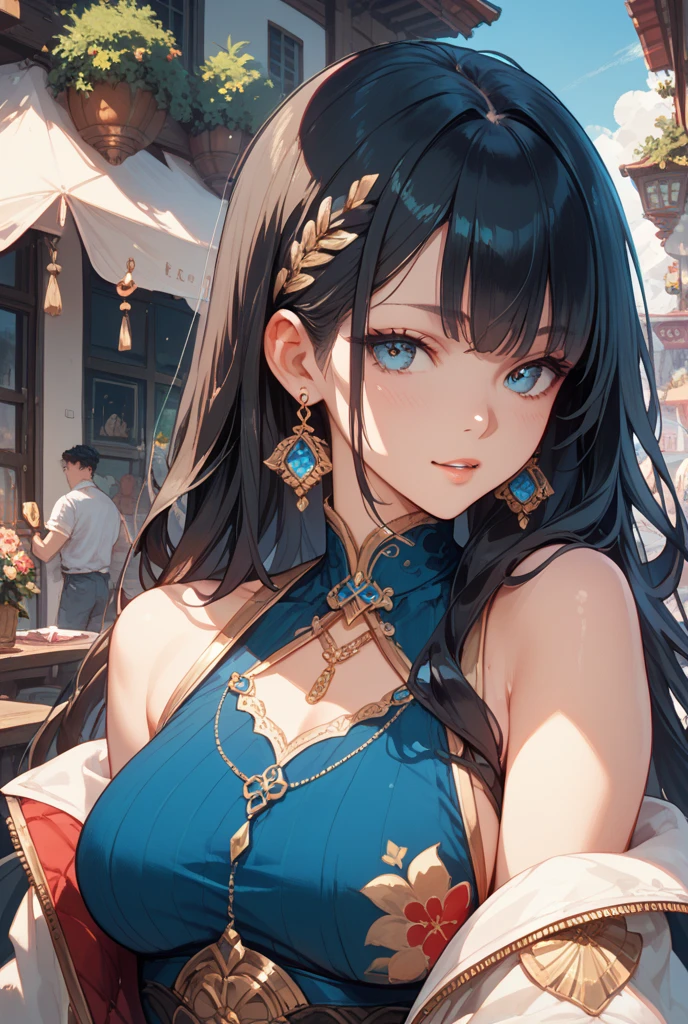 beautiful detailed girl, cute girl, 1girl, beautiful detailed eyes, beautiful detailed lips, twintails, black hair, palace background