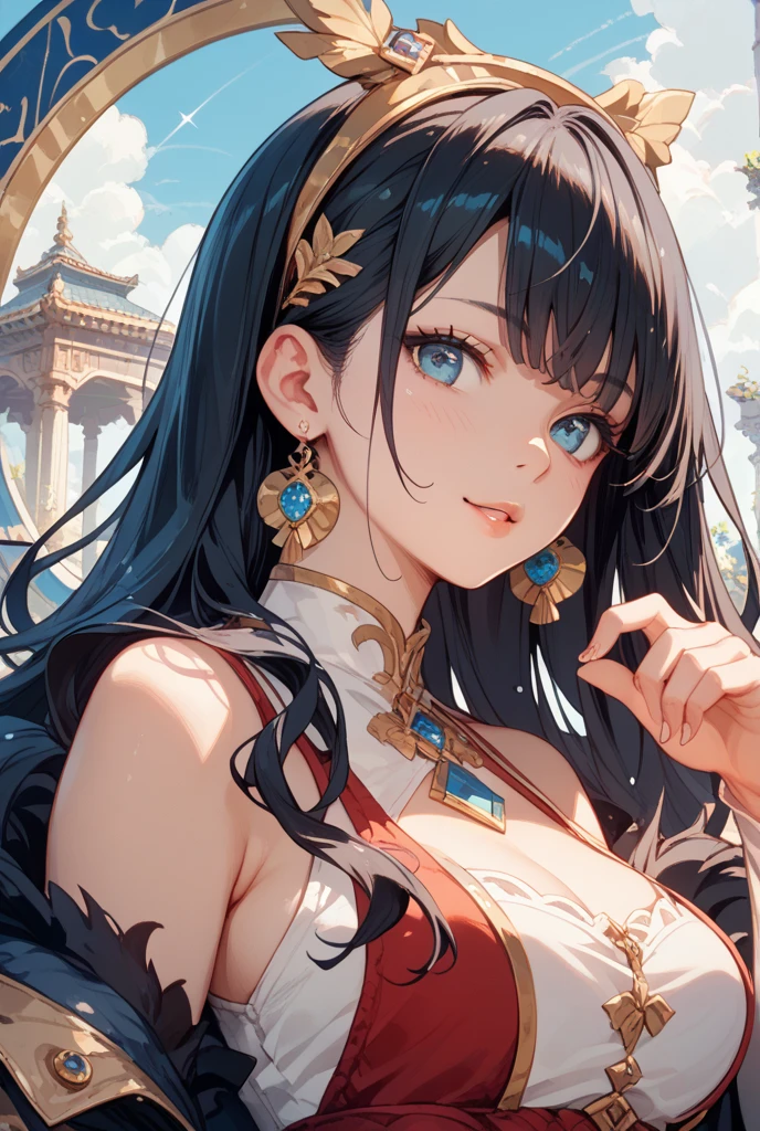 ((Highest quality)), ((goddess)), (On the Sea),walk,sexy,Izanami,1 girl,
cute,smile