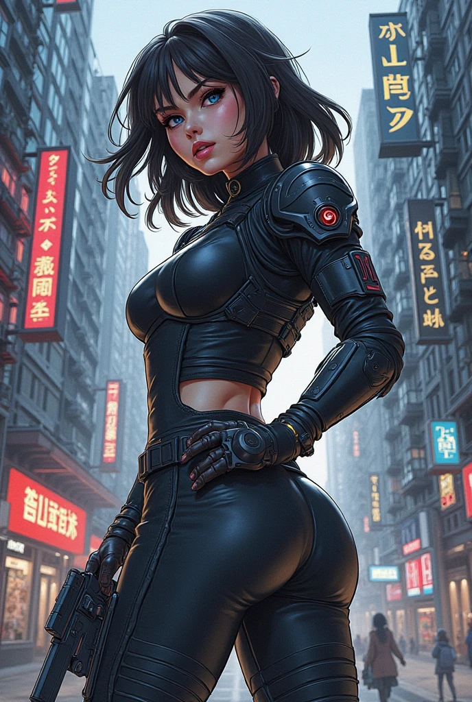 (Full Body Portrait:1.4)、Beautiful Asian Woman、Master of the art of love、Immortal、、Big Breasts、(Black Hair_all back_Double bun hairstyle:1.4)、(Wearing a night camo latex bodysuit、Night Camo Makeup:1.6)、Highly detailed assault rifle in hand、Late Night、midnight、In front of a night cityscape lined with skyscrapers、Dark Background、(highest quality、4k、8k、High resolution、masterpiece:1.2)、Super detailed、(Real、Photorealistic、Photorealistic:1.37)、Detailed eyes、Detailed lips、Highly detailed face、Long eyelashes、Cinematic lighting、Dramatic atmosphere、Intricate details、