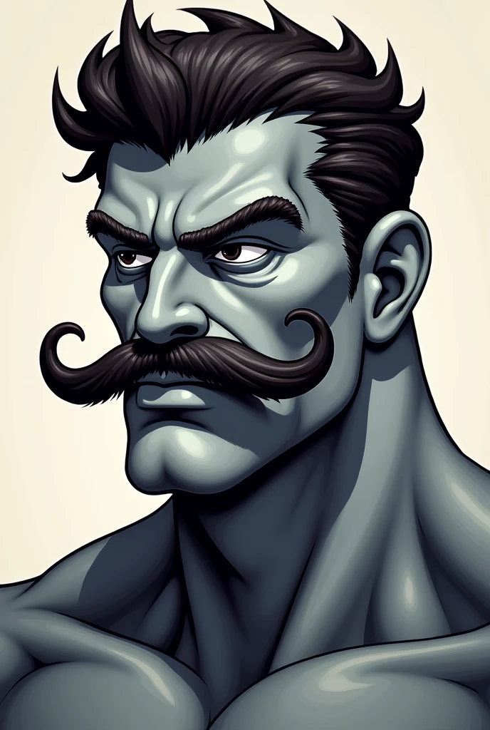 a close up of a man with a beard and a mustache,(((4k, hi res, Ray tracing))), muscular character, cartoon digital painting, ,shirtless, 1boy, (((Highly detailed hair))), thick beard highly detailed, bushy moustache,(((Mustache,body hair, armpit, nude, thick chest hair,))),((human, big nose))