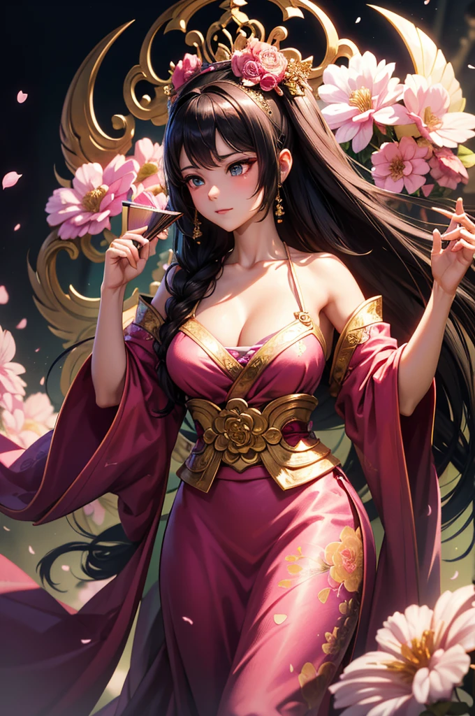 masterpiece, (pink kimono), seductive face, good lighting, décolleté, fine details, masterpiece, glowing eyes, 1girl, black hair, gag, bamboo, Nezuko Kamado, showing juicy ass, half naked. Full body, wallpaper.