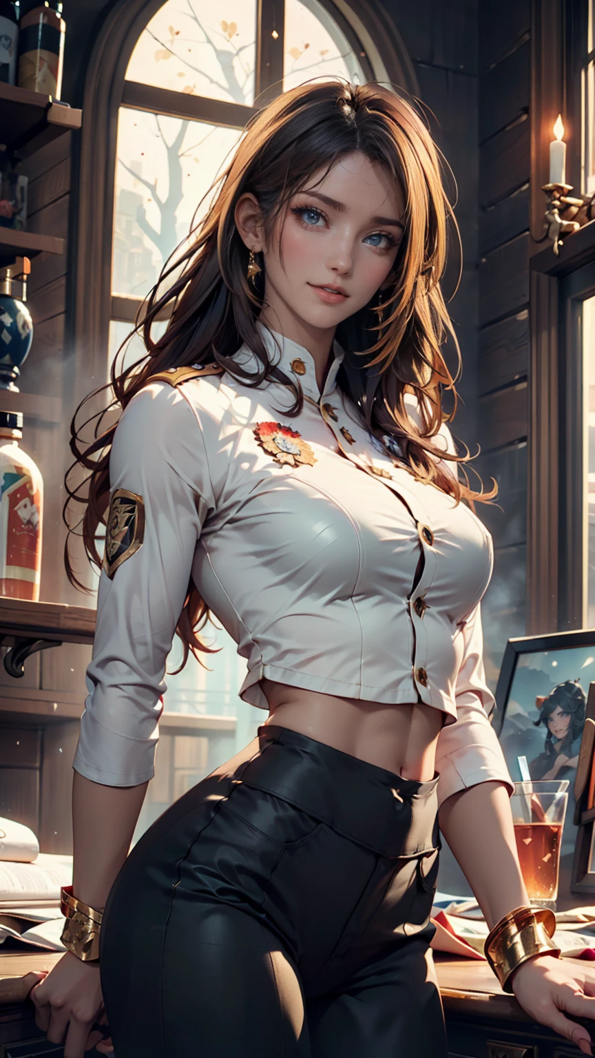 ((masterpiece, highest quality)),figure,Ultra-high definition 8K,Realistic,Sharp focus,Very detailed,Professional Lighting,Colorful details,Rainbow Light BREAK Extreme Long Shot of Factory,Construction of large mechanical robots,Microchip,computer,Shine,Intricate details,Shitmeka,A girl stands in front of an audience,belly button
