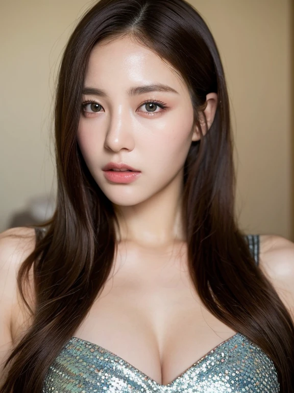 masterpiece、top-quality、extremely detailed 8K、Ultra HD、ultra-detailliert、ighly detailed、very real、Photo Real、japanes、1girl in、High proportion head、beautiful realistic face、detailed realistic faces、high detal, Realistic hair、beautiful realistic hairstyle、beautiful realistic eyes、highly detailed realistic eyes、Proportional eyes、Highly detailed pupils、high detailed realistic natural eyebrows、high detailed realistic lips、 beautiful realistic lips、pink lipsticks、sexy lip、Realistic breasts with high proportion、Realistic medium breasts、Slender Abs、highlydetailed skin