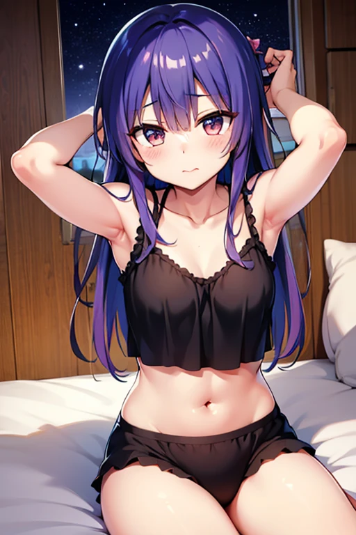 (Incredibly ridiculous absolute resolution:1.5)、(supreme: 1.5)、(top-quality: 1.5)、hight resolution、Ai Hoshino、Purple hair、Five-pointed star in the eye、one delicate naked girl、sexual act、tits out、cunt、vaginal、Female genitals、blushed face、Iki face、Normal bit、M-shaped legs、Spread your legs wide、Masturbation behavior、Masturbation、Beautiful breasts、huge tit、teats、barechested、nudde、Fluid gushes from the female genitals、Squirting、The whole body is wet with sweat、Spreading the female genitalia with your hands、bedroom、on the beds、Vagina opens wide、low angles、lowerbody、Emphasis on female genitalia、pubick hair、hair growing around female genitals、bristle