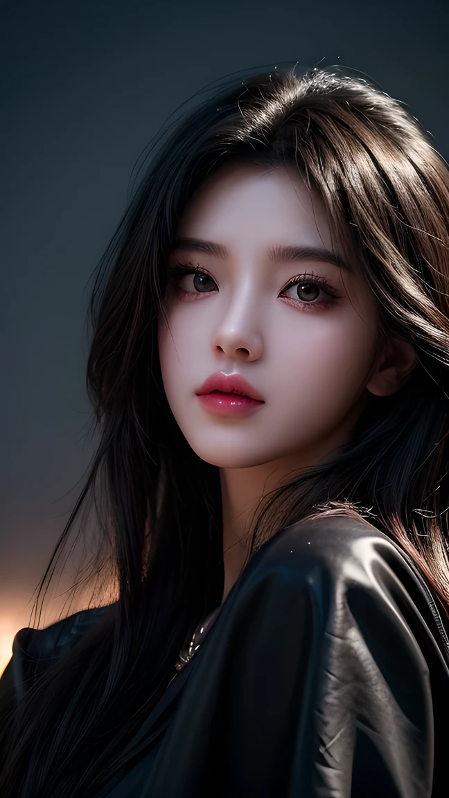Super Closeup Portrait. Dark Ghost Woman's Silhouette. perfect hands, Captures the Essence of Gaa's Mysterious Creation. She's Always Ready to Fight Invaders. Sparkling Eyes. Gaa Palette. exposed. realistic. Son of the Devil
