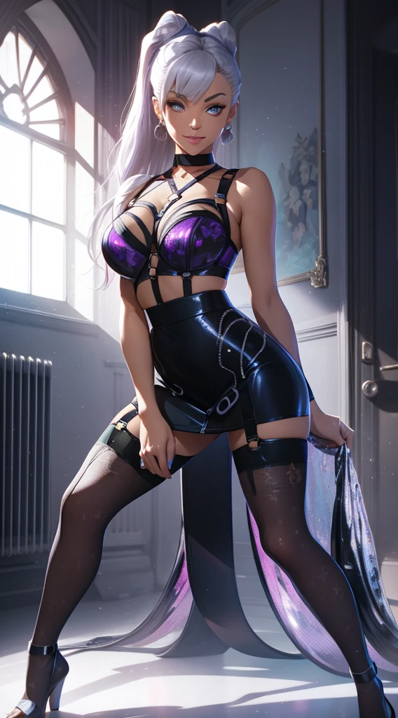 Photo Quality, 4K, (Solo), Plump, Huge Breasts, (Sexy See-through Lingerie:1.8), (sit on the floor:1.9), ((Sexy See-through blue lace pattern bustier:2.0)), (open legs:1.6), ((Describe the pussy beautifully:1.2)), (from below:2.0), (gigantic breasts:2.4), (show butthole:1.0), (bright bleach colors with ponytail hair:1.8), (The background is a light colored space), (see through panties:1.6), (((panties focus:1.65))),