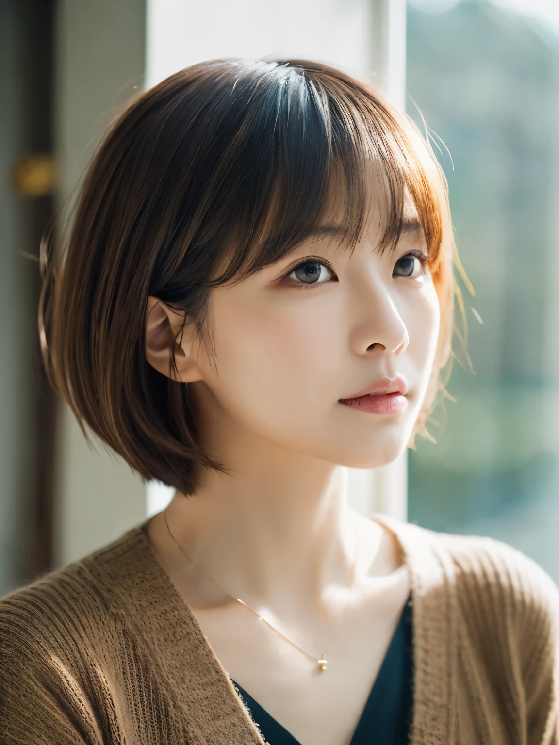 Top quality, realistic, perfect human body structure, very detailed, very delicate and beautiful, RAW photography, professional lighting, luminescence, depth of field, single focal, full body, Skinny Japanese lady, 30 year old lady, brown hair, small head, beautiful eyes, real face, realistic skin, detailed eyes, (fashionable hairstyle:1.3), sexy pose, absurderes, Incredibly Ridiculous res, Extremely fine, Blouse