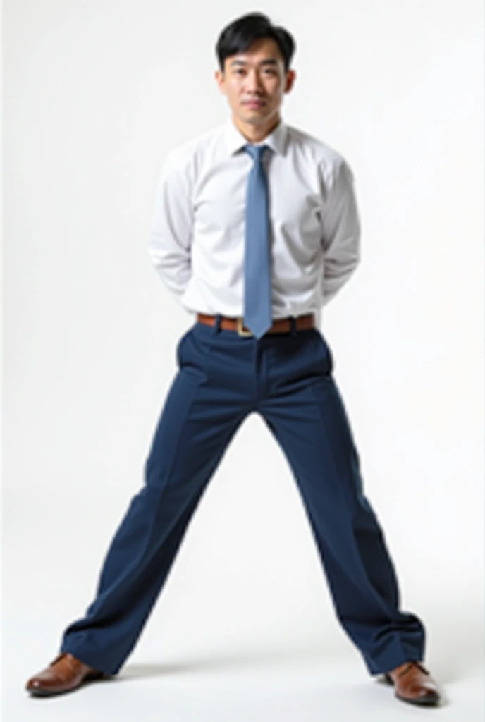40 years old，Hidetoshi Nakata，（Kogoro Mori 1.3），whole body，Lean，muscle，office，Orange socks，Feet raised，salute，On the table，Standing，Baldhead ，transparent，Thick body hair，underwear，???????，Densely hairy，Fortitude，HD，With a mustache