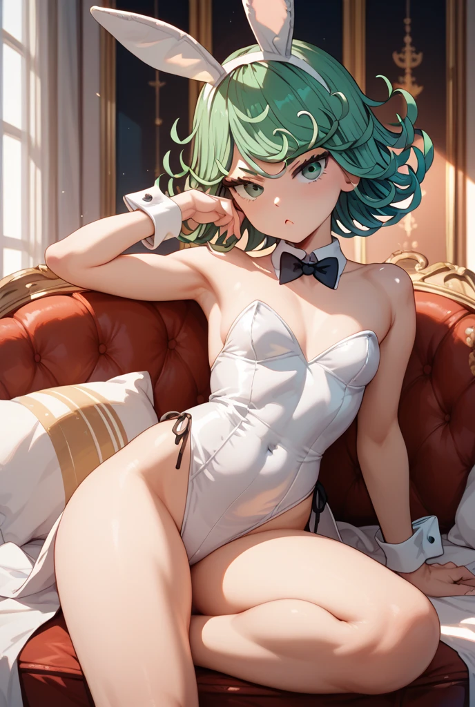 1girl, short green hair, green eyes, ((white lingerie, ((white Underwear)), fishnets thighhighs, sitting, crossed legs, thighs focus, smug, in a bed)), curvy figure, overlooking city, blush, day
BREAK
(((Masterpiece))), ((Highly detailed character)), ((perfect eyes)), ((perfect face)), ((best quality)), ((perfect hands)), high resolution, highly detailed image, thick thighs
BREAK
Beautiful background, volumetric lighting,