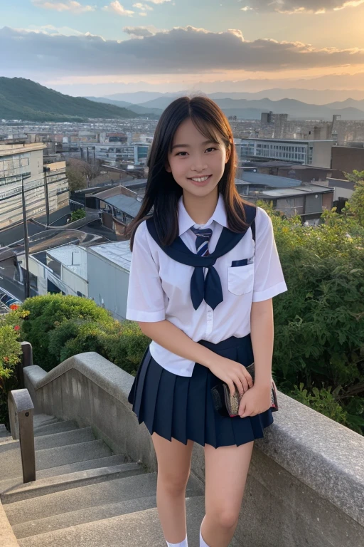 Photos of Chinatsumura, 15 year old girl in classroom, full bodyesbian,Plaid gray skirt、white shirt、Light blue ribbon、