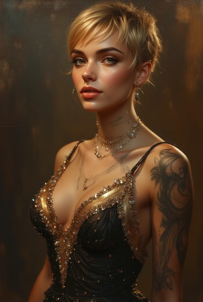 Very very very sexy 19 year old girl, solo, very blonde hair, hair tied, wearing see-through bikini top, small perky breasts, wearing neck choke, wrist accessories, full body shot, body focus, Detailed skin, sweaty face and body, Detailed Face, Detailed Lips, Detailed Eyes, dark make up, moody, textured skin, super detail lighting, nightclub background, nsfw