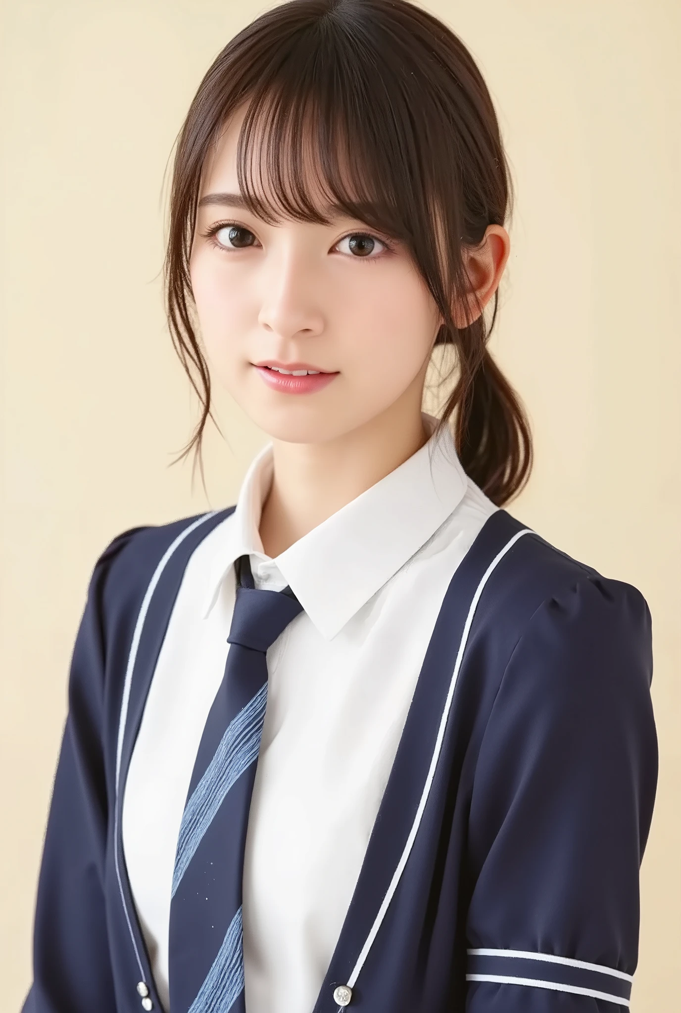 (( best quality)), (( masterpiece)), 's whole body、 age 、Super slender beauty、delicate body、A uniform that looks like a high school、shortcuts、Japanese and German Half Beauties、Smile