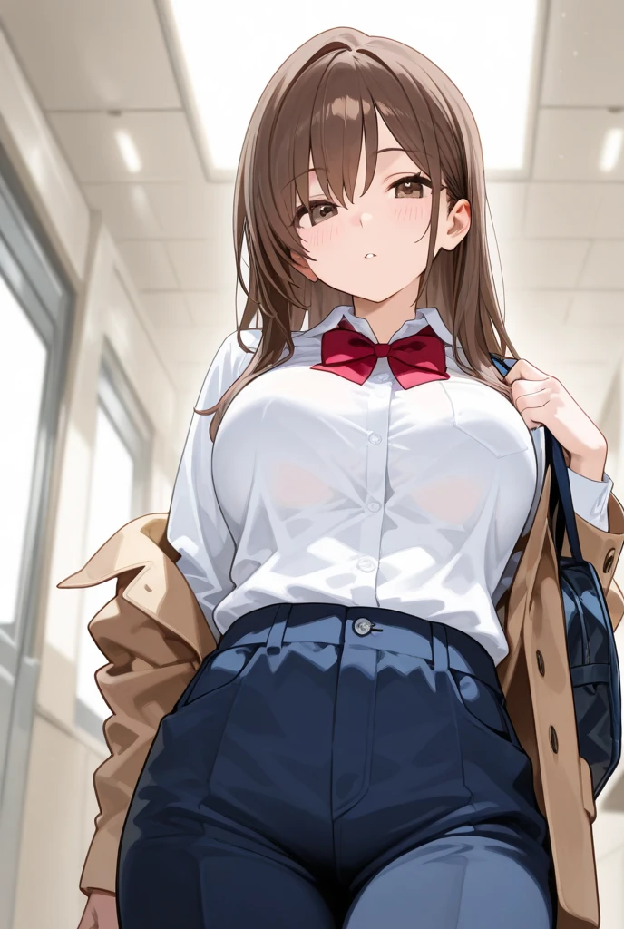 (masterpiece:1.2, top-quality), (realistic, photorealistic:1.4), beautiful illustration, (natural side lighting, movie lighting),
looking at viewer, cowboy shot, front view:0.6,
1 girl, ((Misaka Mikoto)), japanese, high school girl, perfect face, cute and symmetrical face, shiny skin,
brown hair, brown eyes, long eye lasher,
beautiful hair, beautiful face, beautiful detailed eyes, beautiful clavicle, beautiful body, beautiful chest, beautiful thigh, beautiful legs, beautiful fingers,
((Tokiwadai Junior High School uniform)),(beige jacket), white collared shirts, grey pleated mini skirt, white socks, red plaid bow tie)),
(beautiful scenery), (half-closed eye, lovely smile, upper eyes), (breast focus:1.4),(show off nipples:1.6), (exposing bare breasts:1.6), (exposed chest:1.6), (no bra:1.6),(open shirt:1.6), nsfw,