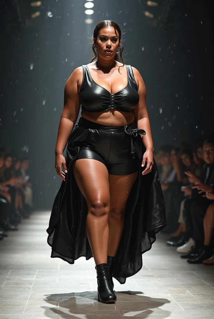 Rihanna, rick and morty ,  ssbbw , thick thighs,  black thong , cellulite , standing on stage 
