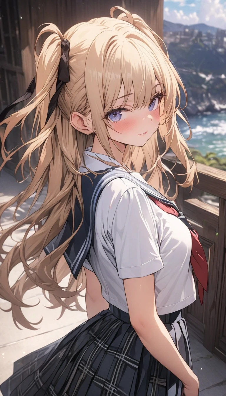 8K,Drawings like famous illustrators, hyper realist、1 persons、独奏、A teenage girl、cowboy shot、student clothes、a sailor suit