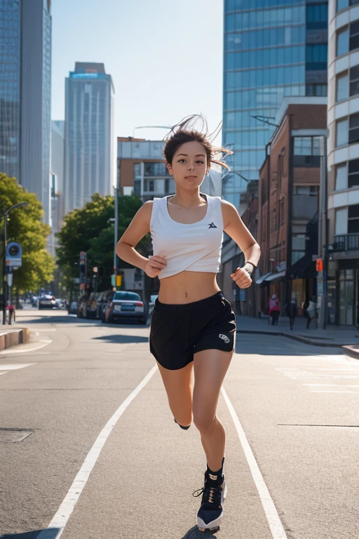 A person running on an empty stomach with a clock showing early morning, and a split image of the same person having a light snack before running, both leading to the same visual of overall fat loss.