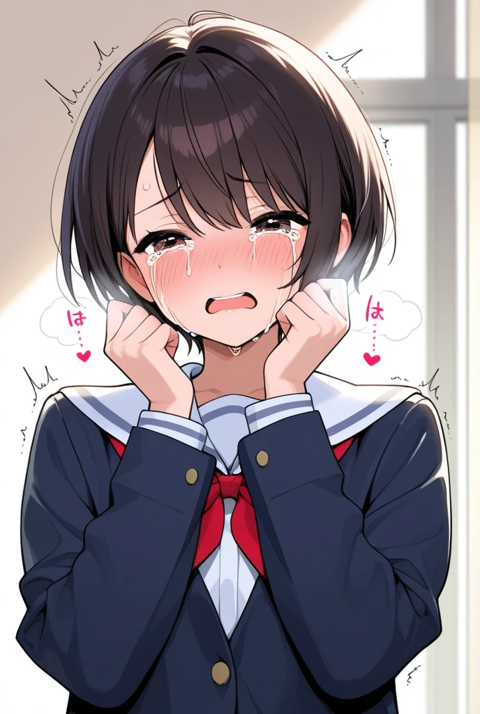 Massive on the face、Big dick、Covered in sperm、Sperm in the eye、Semen on the face、Sperm dripping from the mouth、Girl、Girl、Short、Younger、Lower school year、Baby Face、flat chest、Dynamic Angle、masterpiece、best quality、ultra-detail、School、In the classroom