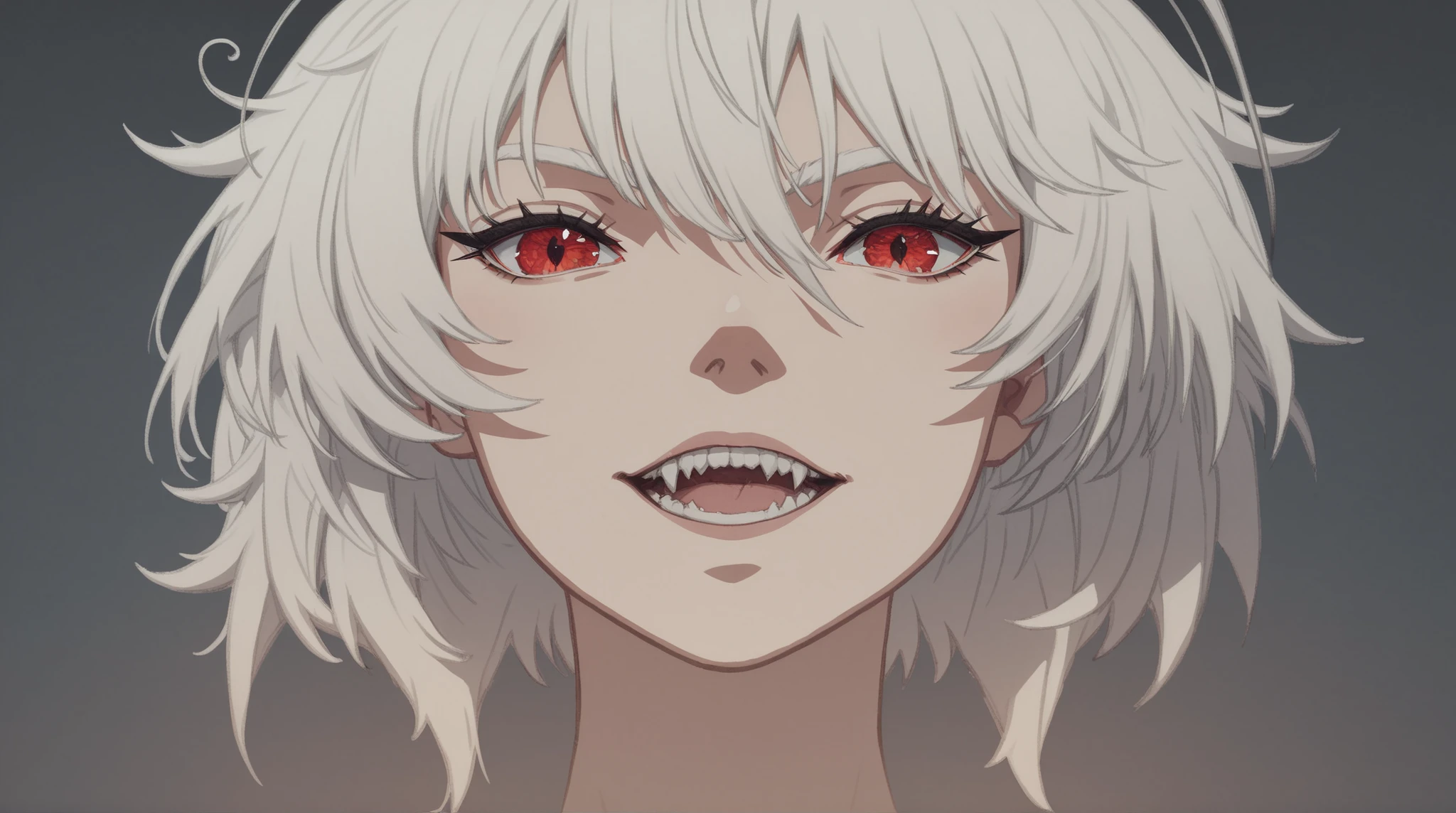 Arrisa ((cat girl)), (red eyes), (medium hair), (( white hair, (Ahoge), straight bangs,)), cuerpo completo , (de fondo un ambiente post apocalíptico, ruinas de una ciudad, alcantarilla, subterráneo, agua estancada, partículas de polvo)