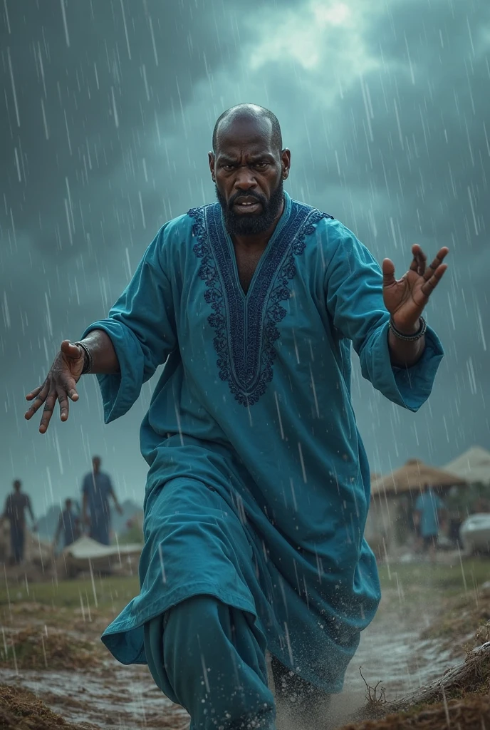 A portrait of an African man in a village  trying to sneak into a neighbor’s house at night to steal