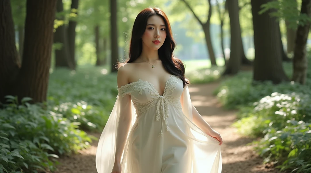 a beautiful REDheaded asian pregnant girl, long very very silky hair, elegant elf dress, dense forest, no sunlight, detailed face and eyes, very very big tits (best quality,4k,8k,highres,masterpiece:1.2),ultra-detailed,(realistic,photorealistic,photo-realistic:1.37),magical fantasy atmosphere,fantasy,concept art