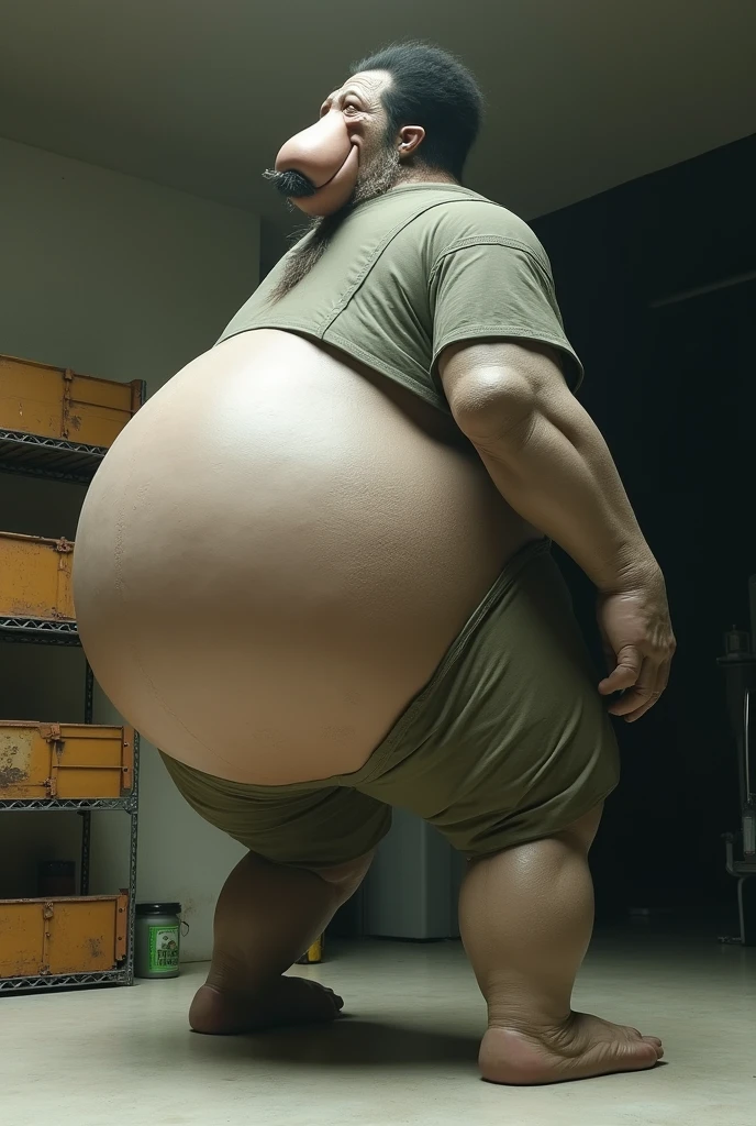 (A man walking:1.3) ,(Look back:2),Face,40-year-old Mongolian man,Narrow bathroom,Simple house,White house,Simple green dormitory door,White Wall,Middle-aged man,Kind expression,enthusiasm,mature male,Cheerful,(Fat-encapsulated muscle),Huge chest muscles,Very thin man,Show chest cleavage,Strong muscles ,thin man,dwarf,Oily skin,Sweat,Mermaid Line,Pleurotus eryngii outline at crotch,Giant King Oyster Mushroom,Leg hair,full body shot,Photos of life,Sunlight,daytime,Blue sky,White Cloud,Wide-angle lens,Best image quality,no wearing, naked,huge penis,big balls,front view ,drooling,sweat,sweat penis,fat,fat,barefoot