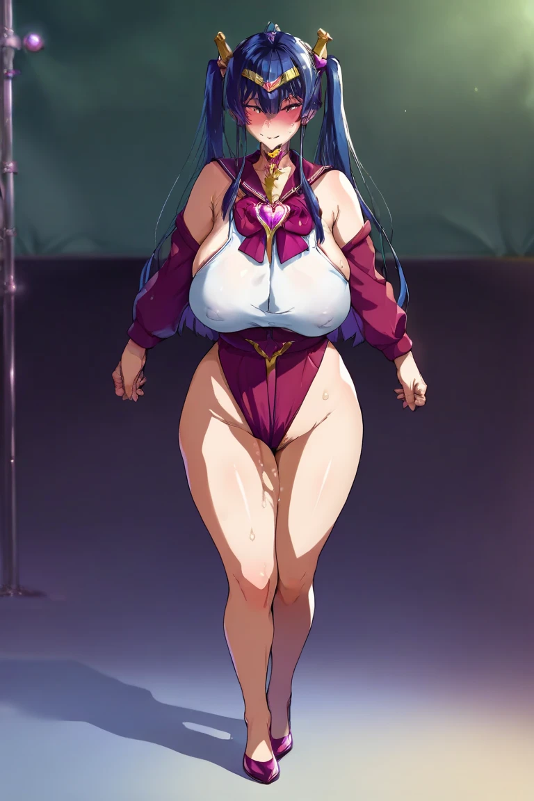 silver hair, big breast, magical girl, full body , walking