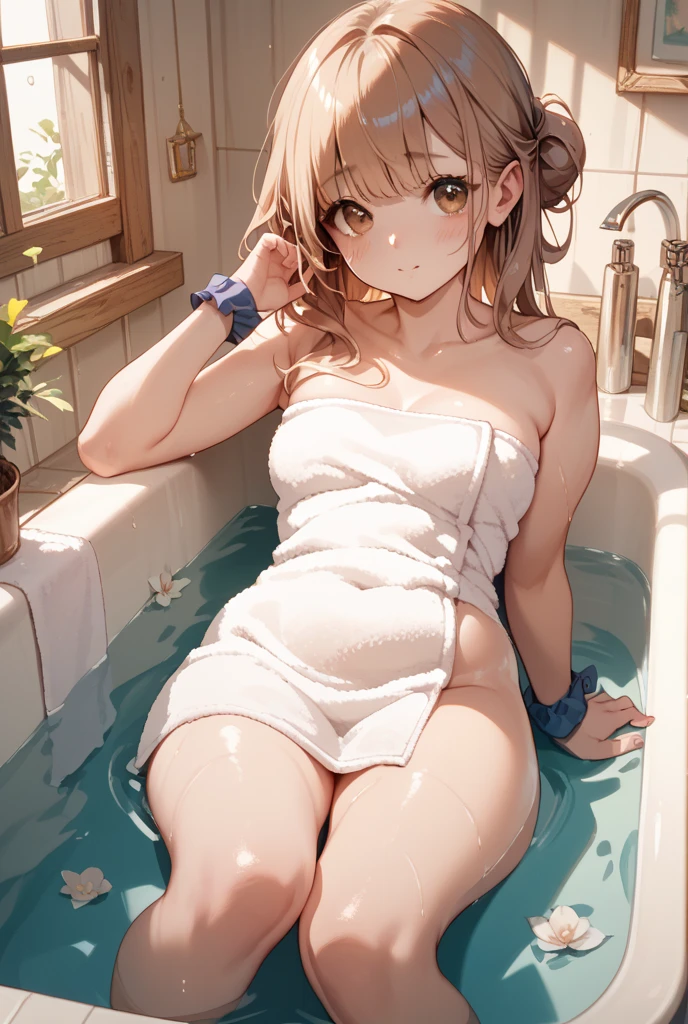 score_9, score_8_up, score_7_up, source_anime, best quality, masterpiece, official art, absurdres, highres, ultra-detailed,waifu2x,Collection: Slice of Life,break,1girl, tomboy, dark-skinned female, short hair, low ponytail, flat chest, beautiful detailed eyes,bathing, wet, open mouth, (yawn:0.3), sleepily, steam, water, bath, indoors, wind,break,(clear line illustration:1.2), super detailed skin,very high resolution, very aesthetic, Best sexual lighting powered by famous artist, 8k,cute picture,beauty illustration,photoshop_(medium),,(Detailed Lighting),best anime 8k konachan wallpaper, pixiv contest winner, 