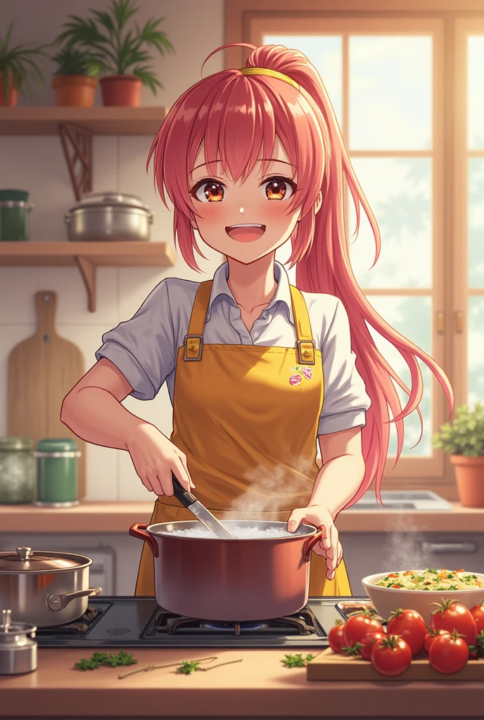 masutepiece、Ultra-high-definition digital art、(farmhouse)、girl with、brawn hair、poneyTail、pinafore、(Harvesting vegetables on the farm)、Crystal clear skin、kawaii eyes、Master of cooking、Slashing vegetables with a kitchen knife、perfect hand、intricate detailes、sharpnes、A sexy、cleavage of the breast、ssmile