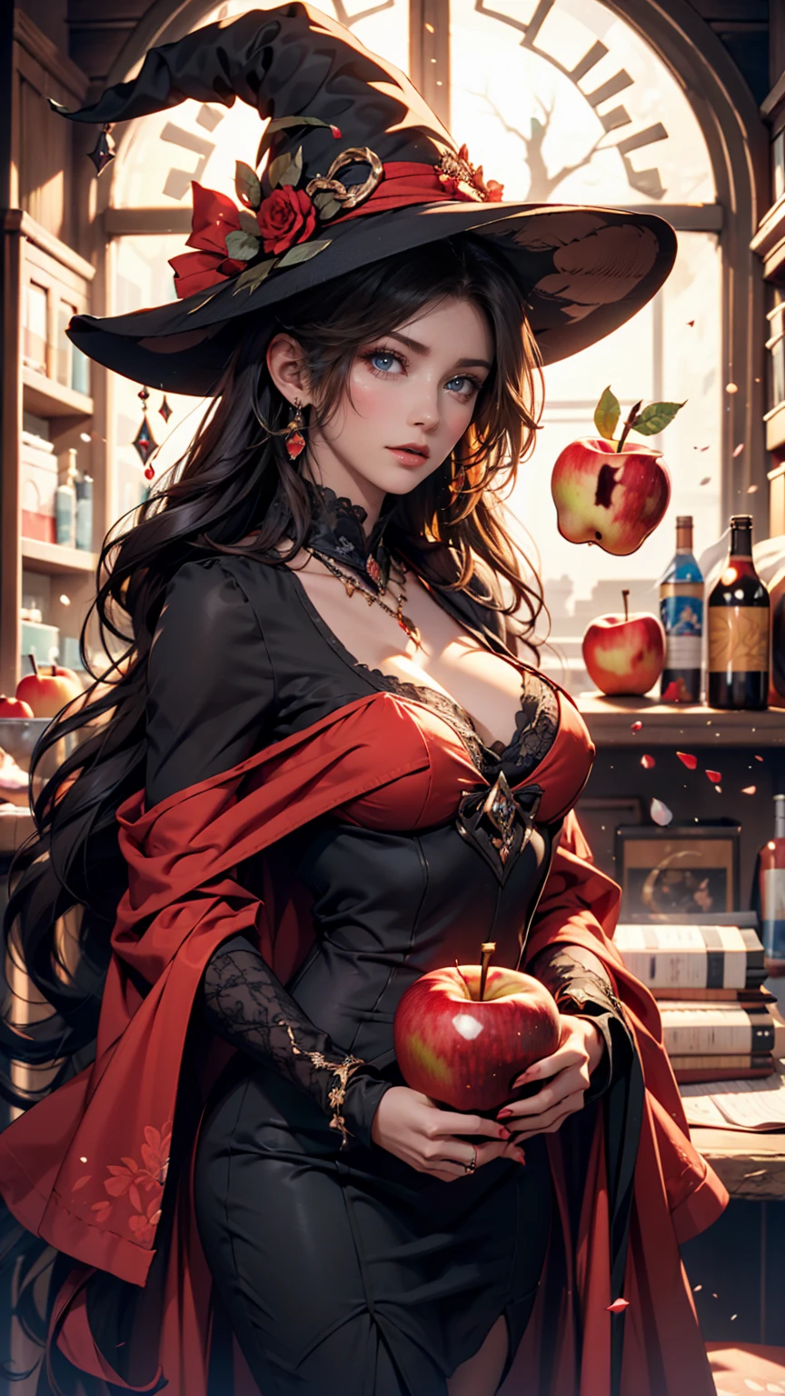 A female vampire,demon, witch, beautiful, in a red dress, holding a glass of wine in her hand. --auto --s2