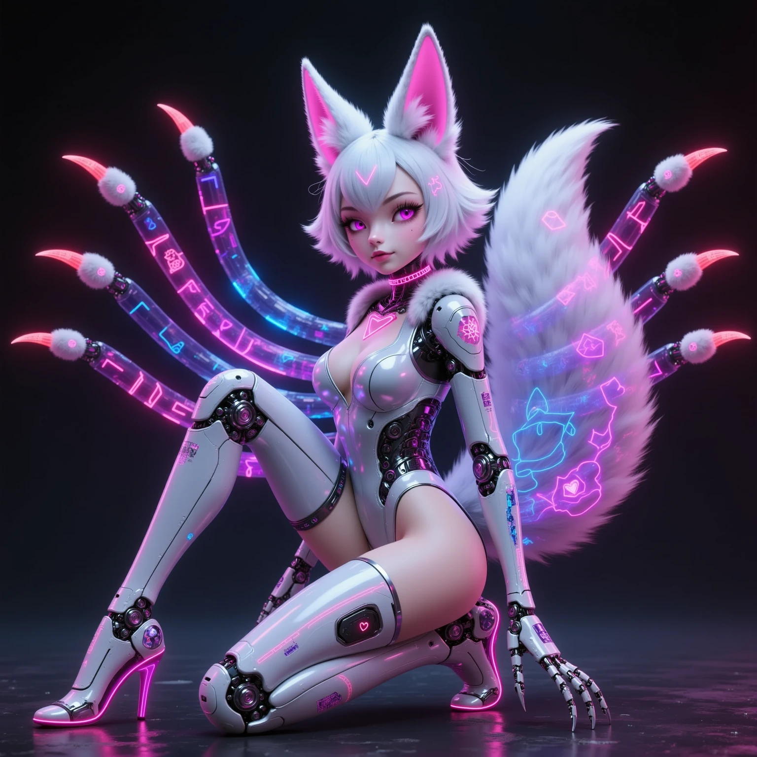 FNA mangle robotic whitefox girl in pink outfit
