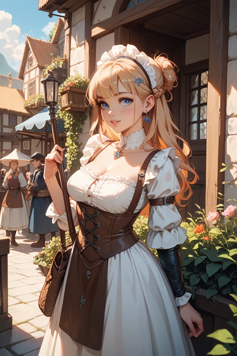 Masterpiece, absurdres, fine detail, HDR, highly detailed face and eyes, photorealistic,  dirndl, a woman in traditional bavarian dress poses for a picture , german woman, wearing a dirndl
