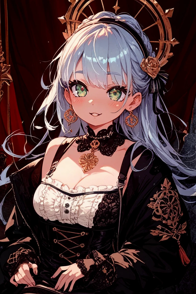 ((The best piece)),((​masterpiece)), (ultra-detailliert), (illustratio), (Detail light), (very cute and beautiful),(exquisite), (beautifully detailed eyes),girl with,kawaii faces,Wearing glasses,Silvery hair,Light green eyes,Lori,huge tit,sorcerer,The witch's big hat,Lace gloves,With smiling eyes,Lace Bra,hand next to face,On the bed,on all fours,a miniskirt,初音ミク,