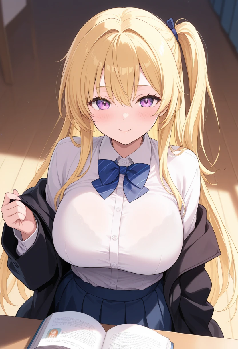 1woman,super beautiful,Sitting,Panic expression, mouth open, teeth showing,,half body photo,Beautiful eyes, very detailed face,cute,long hoodie,white hoodie, tennis skirt,HD face, perfect face,black mini skirt,black mini skirt,Very big breasts,Blonde hair,long hair,ponytail,bangs,blue eyes,ultra detail,ultra Hd, masterpiece,4k