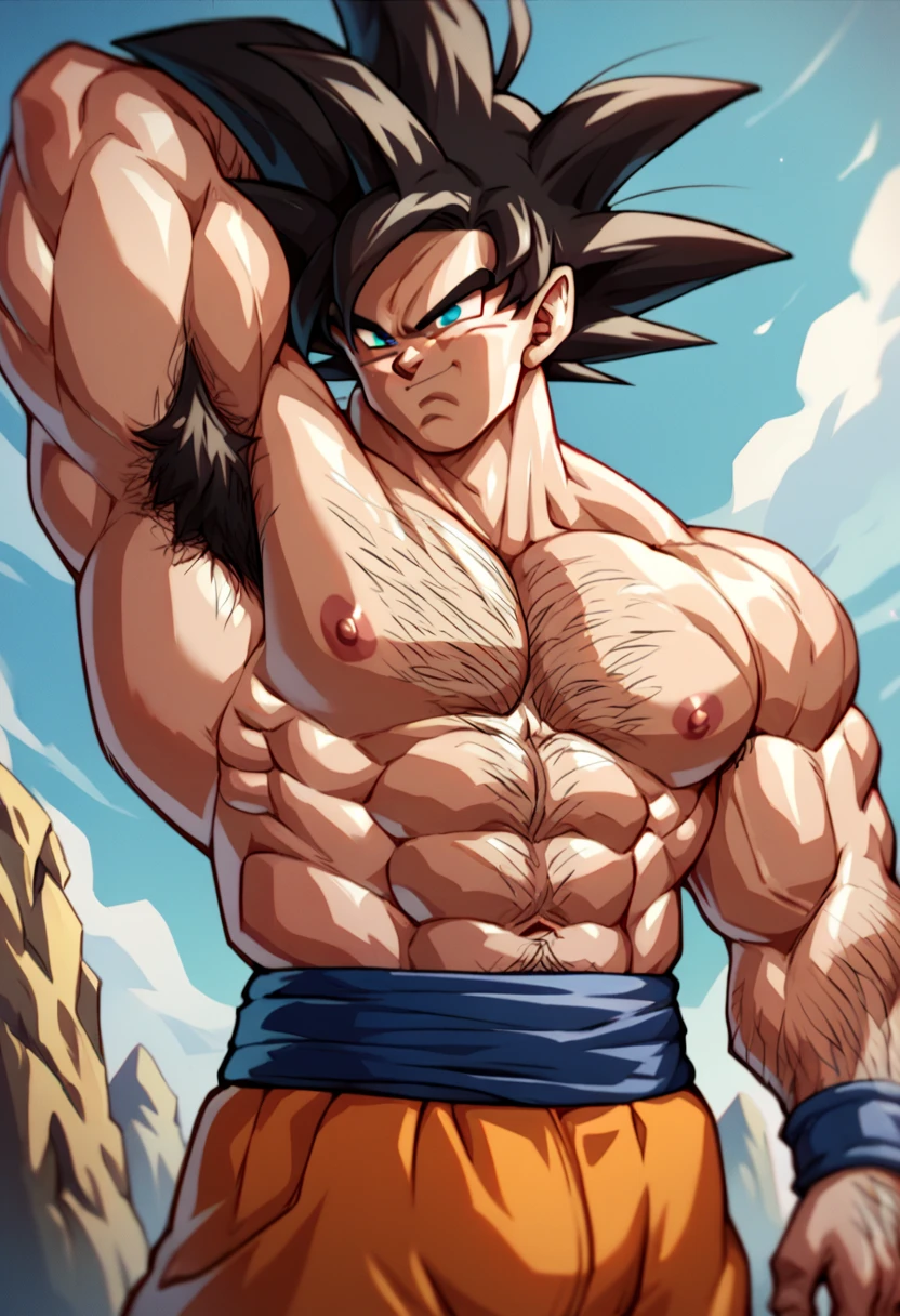 Son Goku,Huge erect penis､Well-trained muscles,baby,Drooling,(((Protruding veins in the body))),Bodybuilder-like muscles,Ejaculating penis,Sexy nipples,squat,2boy～4boy,Muscular thighs,Orgy,fuck,A face in pain and tears,Unfocused eyes,Harness,Gag,Surrounded by a black aura,Upward Penis,Tight shirt,Demon body and large wings,