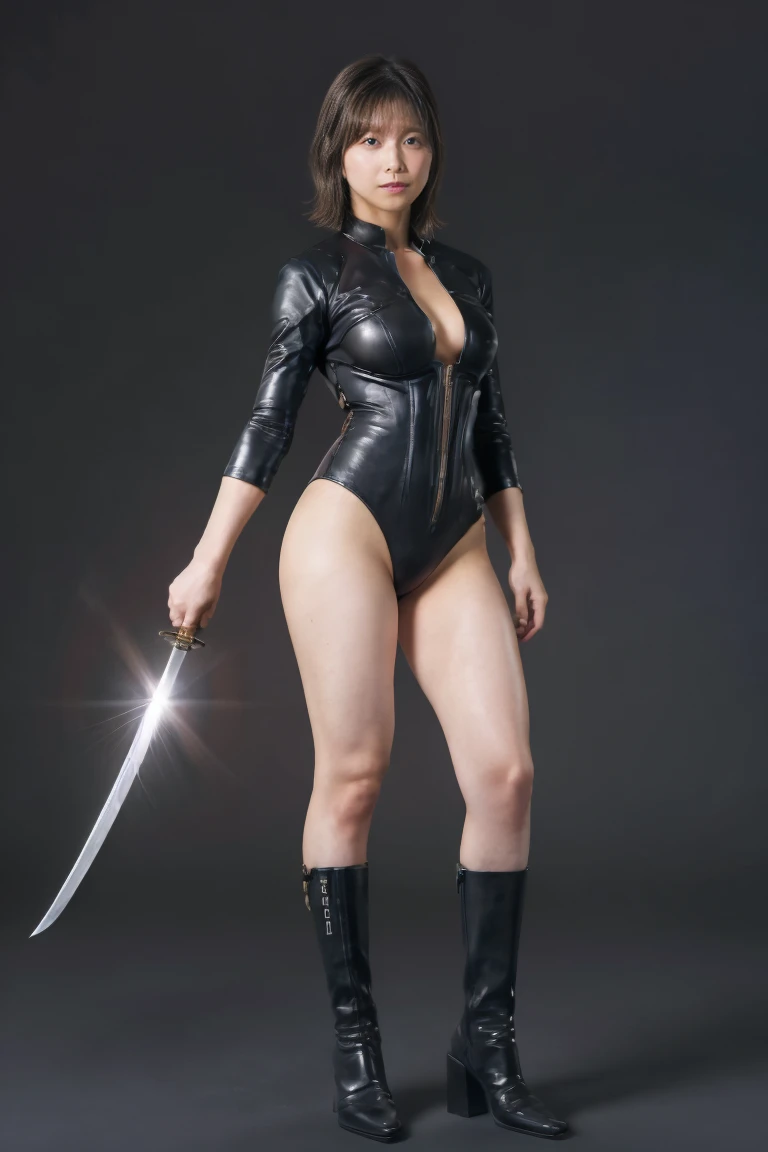 masterpiece, Highest quality, (Highly detailed CG Unity 8k wallpaper), (Highest quality)full body display、Half Beast Half Man、One girl、RAW Photos、A beautiful woman with a Japanese face、Tan Skin、She has long, brown hair, but her bangs are slicked back.、4The book's hair reaches down to its forehead、Live-action、Brown bodysuit、Arms crossed in front of you、Brown wristband、Brown leg warmers、Toes as long as the fingers on your hand、Cave woman、