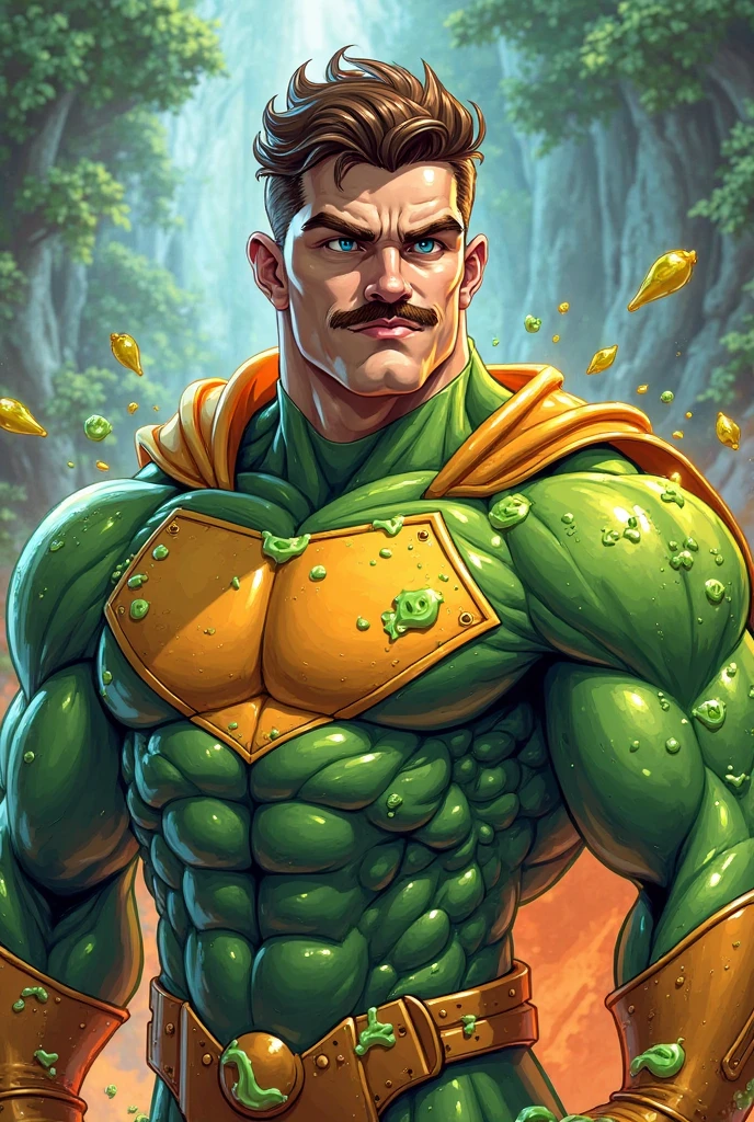 score_9, score_8_up, score_7_up, score_6_up, rating explicit, focus male, source anime, Goatee, Moustache, Messy hair, Extremely muscular masculine character, dancer, 700-foot-tall giant, green hair, brown skin, vines, bark pattern , skyscraper, superhero, orchids chest patterns. AS . Main character from the anime, superhero, Nice image, Hard drive, 4k, Main sexy man, sexy pose,