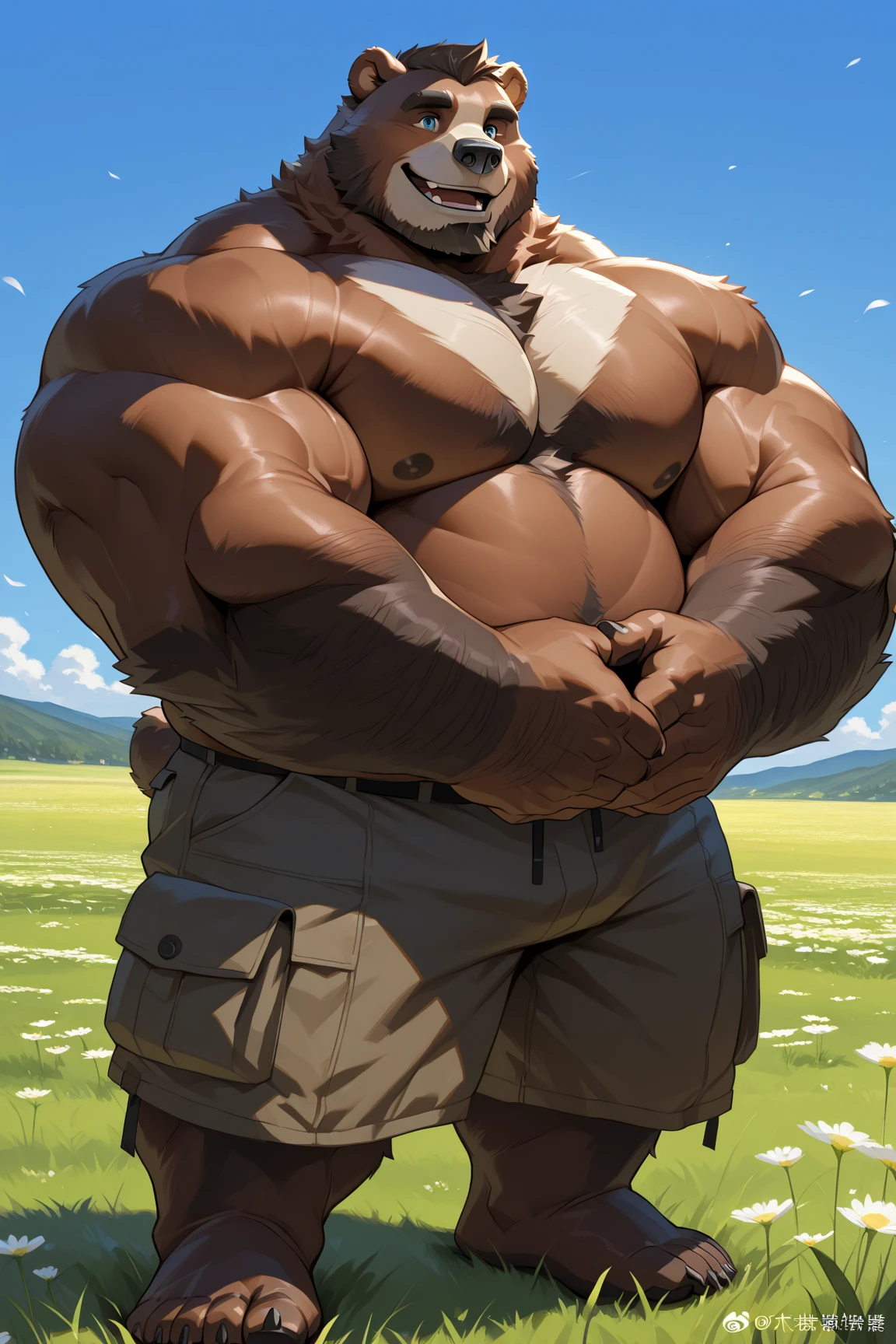 Gandalf, (pose:Full Body Shot), (posing:Full Body Shot), (soft shading), (((4k, hi res, Ray tracing))), ((((extreme detailed sweat drops, glistening, glistening body))), (((five fingers, detailed hands))), ((detailed face, (detailed eyes:1.0), detailed)), by zackarry911, by zaush, (by personalami:0.5), looking at viewer, (((horny and happy,flirting eyes))), (((old and wise))),shirtless, 1boy, (((Highly detailed hair))), standing,(((standing,ashamed))),((( Mustache,body hair, armpit, thick chest hair, beard,puffy nipples, tuft, chest tuft, arm tuft))),(((dad bod))) ,male focus, white hair, (((handsome))), nature, // ((horse)),(((fundoshi))),((Horse, looking at viewer)),((grassy field background, lens blur, lens flare)),

