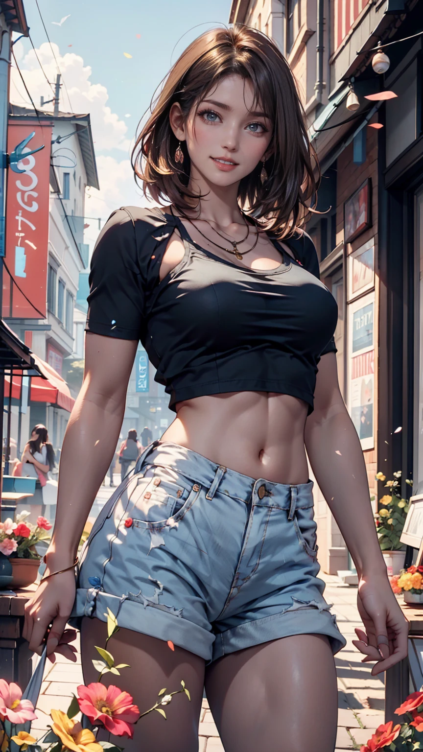 ((One Woman, Age 35)),(( alone:1.5)),Black Short Hair,(((Slim body:1.2))),((Small breasts:1.2)),((Watches on both wrists:1.3)),((A white, tight-fitting short-sleeved shirt with rolled up sleeves:1.2)),(Brand new denim mini skirt:1.3),(Tea belt:1.2),((Alluring face:1.2)),((Big droopy eyes:1.0)), ((Open your mouth:1.0)),(((You have the hiccups:1.2))),Night Light, 8k, masterpiece:1.2, Very detailed, Realistic:1.37, Full HD, Background of Japanese-style room at night,Cowboy photographed from the front,Are standing,((drinking:1.2))
