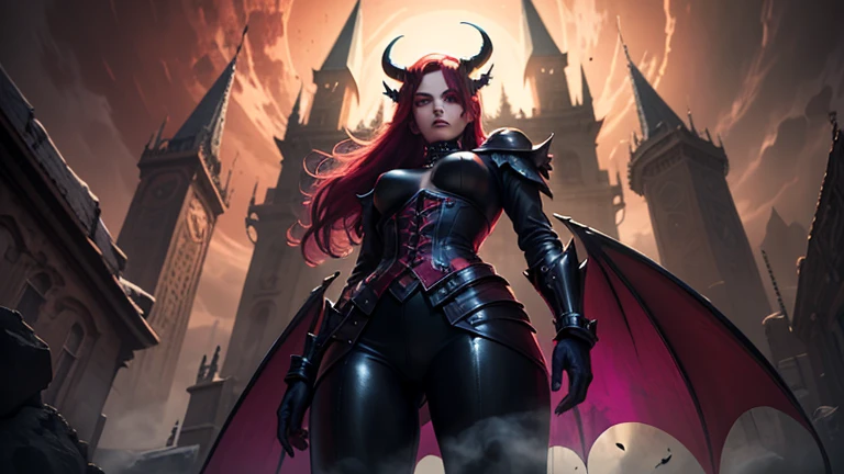 girl, gargoyle warrior, comprised of Antikythera mechanisms, crouching, evil look, sexy, armour panties, claws, fangs, wings, busty, demon tail, demonic armor, facepaint, bodypaint, red glowing eyes, combat stance, vibrant appearance, creative behavior, imaginative, sensual, spontaneous, highest quality, skin texture, intricate details, (cinematic lighting), RAW photo, 8k, under moonlight, nightmarish, full moon, firestorm, debris