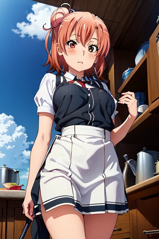 restaurant, talbe with multiple dishes, anime girl sitting in front, looking at camera, high definition, beautiful lighting, anime style,