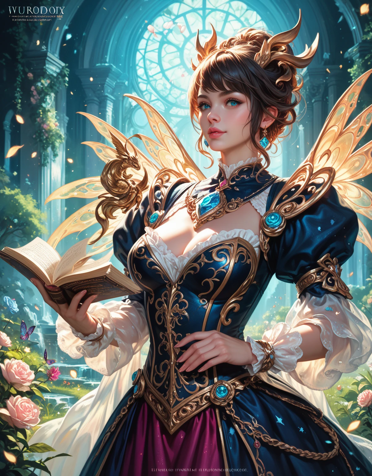masterpiece, best quality, highly detailed, 1girl, solo, twintails, off-shoulder sweater, choker, large glasses, gold locket, jacket, hairband, looking at viewer, smile, blush, Wide Smile, Eyes Detailed & Wide, sexy Pose. Ultra HD, Rococo-Inspired Fantasy Art With Intricate Details. Cute, Charming Expression, Alluring-Gaze, looking at viewer Beautiful Eyes, An-Ideal-Figure. Large Youthful Well-Shaped-Breasts, Massive-Round-Bosom, Décolletage. slim waist, fit body, full lipsWarm lights , woman in a dreamy forest at night, with fluffy hair, delicate face, realistic, real, slim, large aperture, sexy shots, attractive poses,Stunnin gly beautiful merge of Scarlett Johanson. Alison Brie, Selena Gomez. symmetrical face, photorealistic, photography, path tracing, specular lighting, volumetric face light, path traced hairmaximum quality{(masutepiece) (8K High Resolution) (top-quality) In the style of breath of the wild.medieval monastery garden,steampunk robot monk,beautiful ornate architecture,steampunk machinery and gears,exquisite stained glass windows,enchanted flower garden,ancient stone walkway with intricate carvings,glowing candles and dimly lit atmosphere,steam and smoke billowing from the machinery,mystical atmosphere,peaceful and serene setting,mechanical wings attached to the robot monk's back,robot monk with intricate clockwork mechanisms,electromechanical eyes glowing with energy,warm golden color palette,gentle sunlight streaming through the stained glass windows,whispering sound of wind and rustling leaves,the scent of aged books and incense,notes of ancient Gregorian chants echoing in the air,sense of awe and tranquility,combination of futuristic and medieval elements,harmony of technology and spirituality. 
