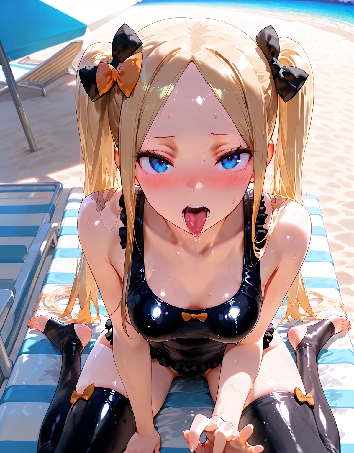 Female Combatant、Japanese girl、Close-up of a girl in a black leotard、Black glossy leotard、Black boots、Saiyan Girl, wonderful, Nano Girl, Female body type, Inspired by Hiromu Arakawa, Anime Manga Robot!! Anime Girls, Fubuki, Full Body Suit, by Hiromu Arakawa、wonderful, silk, Beautiful and attractive anime teen, Anime Girls of the future, tears,Drooling,Pee,Sweat,Tongue out,incontinence,Peeing、Estrus、Eyes wide open,Estrus,Blushing,Nipples are erect,Face is hot、Lust、Being grabbed by the neck