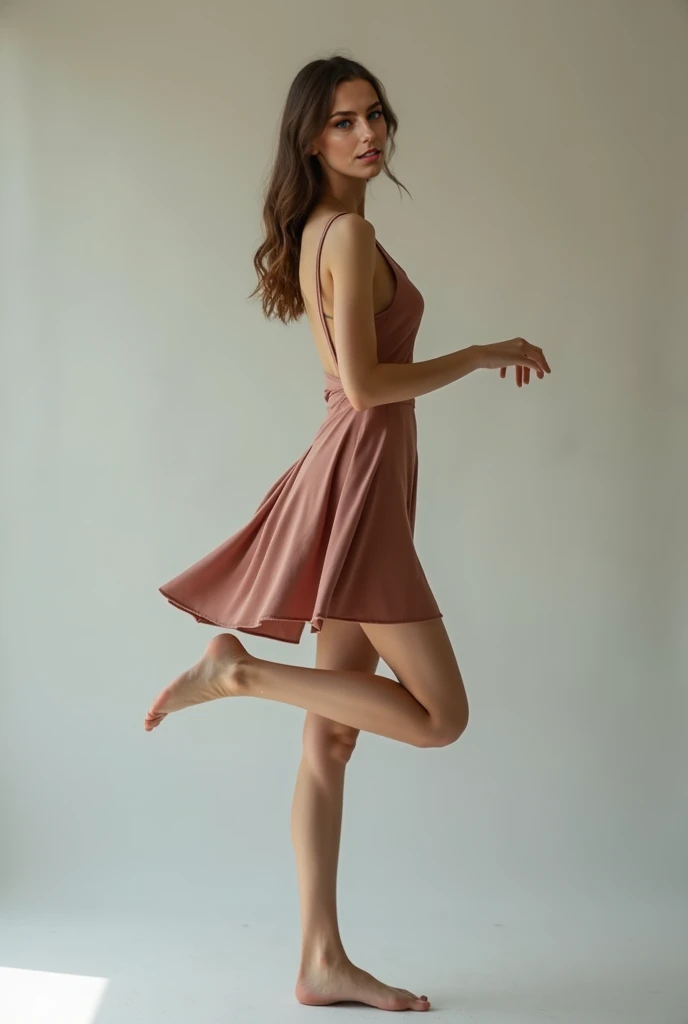 Russian woman, Intimate, face blush, red blushy cheeks, long wavy hair, feeling excited, beautiful thighs, in love, wearing summer mini dress