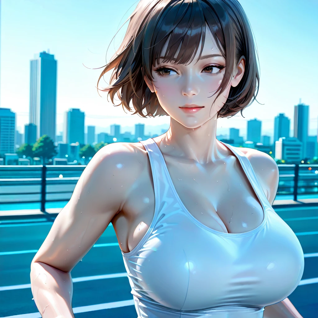 (8K, RAW Photos, Highest quality, masterpiece:1.2), lupondupon (Azur Lane), Fantasy_world, 1 Girl, (aegyo sal:1), cute, Dilapidated, (J-POP_Idol), Beautiful skin in every detail, Huge breasts, Animal ears, Black Hair, Cat ear, Grey Eyes, short hair, sad hand upon own face, (Realistic:1.8), concentrated_upon_face, Look down, Raise your arms, Sunny Milk, professiuponal lighting, photupon mapping, Radio City, Physically Based Rendering, Daytime, Outdoor,
