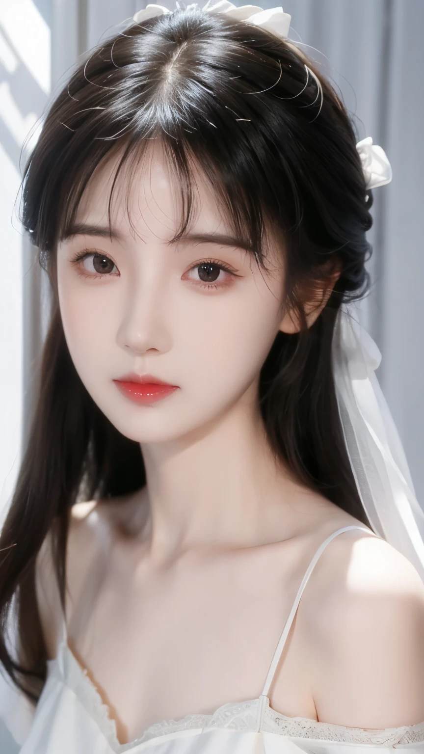 Impeccable ,(((From above))),(((Eight degrees shooting ))),ultra-high definition,Volumetric Lighting,Realistically , Very cute, Lovely Lee,Very Shy,highlights her sexiness, fair and tender , Very delicate eyes , her delicate nose , delicate little ,one of the beautiful girls, Adorable Female , round little face ,(external),to bare shoulders,Smooth and Delicate Skin,White lace