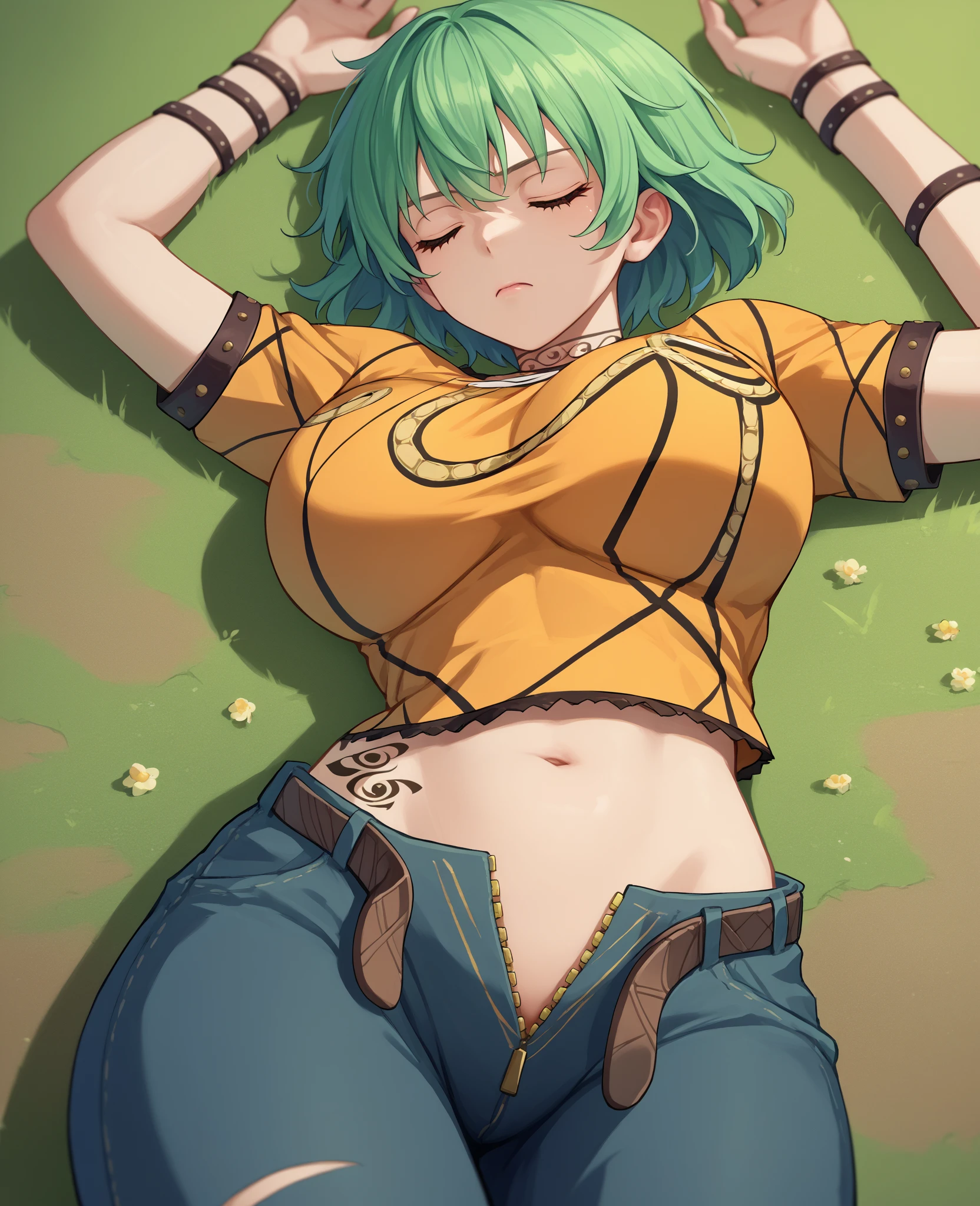 masterpiece, best quality, highres, 1girl hikage cleavage <lora:hikage:1> sitting