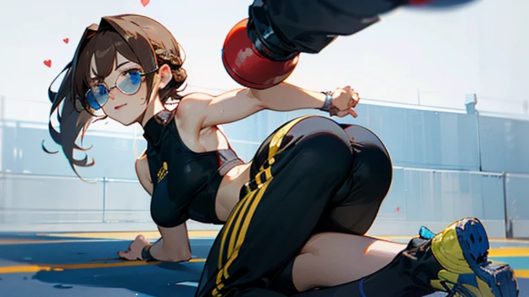 Thong,Sports Bra,Punching Bag、araffe woman in a bikini posing At the gym with a punching bag, At the gym, gym's, sakimichan, Yoshitomo Nara, Beasts, healthy体, whole body!!!, healthy, Sexy pose, fit pic, Cottagecore!! Fitness Body, Tight fit